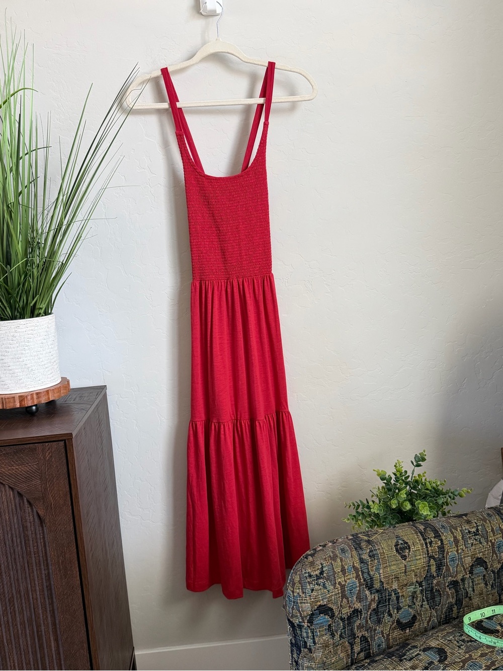 NWT Nation LTD Penelope Dress Red Smocked Tiered Midi Dress Small